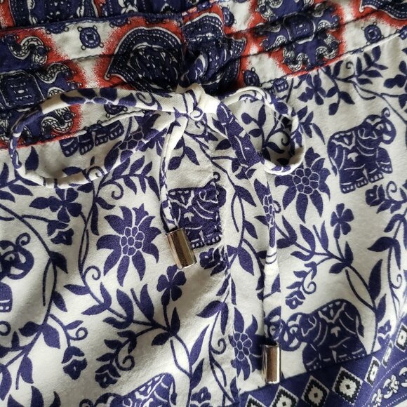 Love Bonito Blue White Red Elephant Boho Pathyia Romper Playsuit Shorts - Picture 4 of 15
